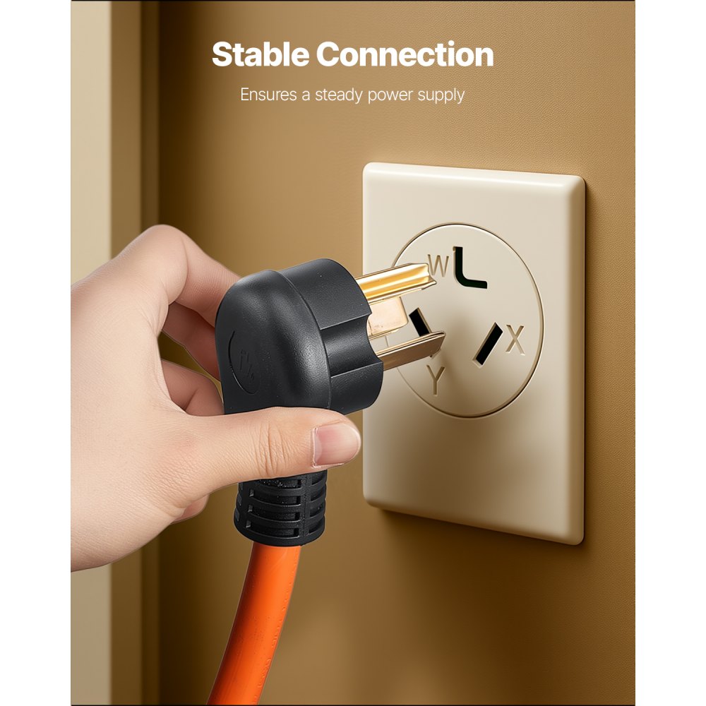VEVOR 25 ft Dryer Extension Cord, 3-Prong NEMA 10-30P to 10-30R Dryer Cord, 125V/250V STW 10AWG/3C, 30A, Pure Copper Wire Cable with Black Non-woven Bag and PVC Cable Tie, Ideal for Indoor & Outdoor