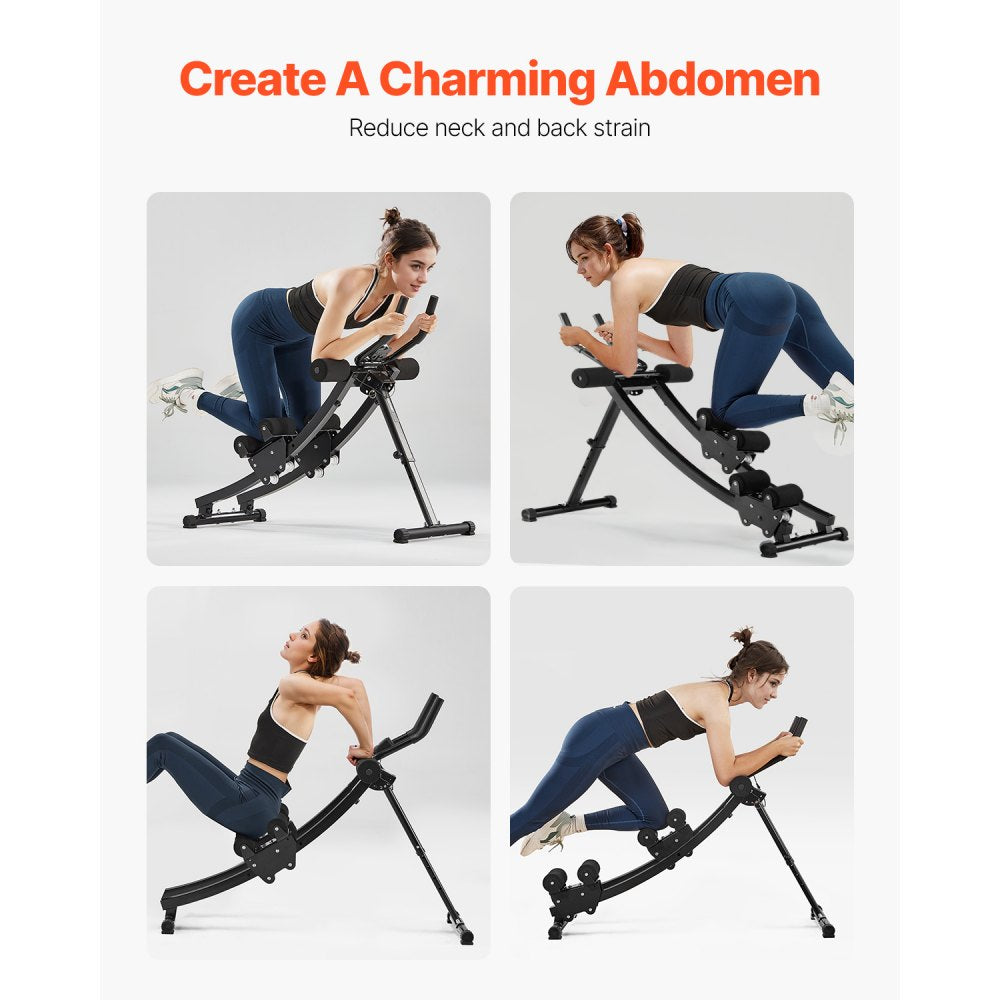 VEVOR AB Workout Machine, Dual-track Ab Workout Equipment at Home Gym, Core & Abdominal Trainers for Women, 440 lbs Weight Capacity Strength Training Ab Cruncher, Foldable Adjustable Fitness Exerciser