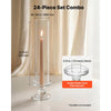 VEVOR Hurricane Candle Holders Set of 24, 12.6 in Tall Clear Glass Taper Candle Holders, High Borosilicate Glass, 2.36 in Cylinder for Wedding, Table Centerpiece, Party, Home Decor, Wind Protection