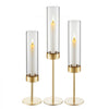 VEVOR Hurricane Candle Holders Set of 18, Gold Metal Stand with Clear Glass Cylinders, Elegant Tiered Centerpieces Wind Protection for Wedding, Table Centerpieces, Party, Home Decor, Modern Style