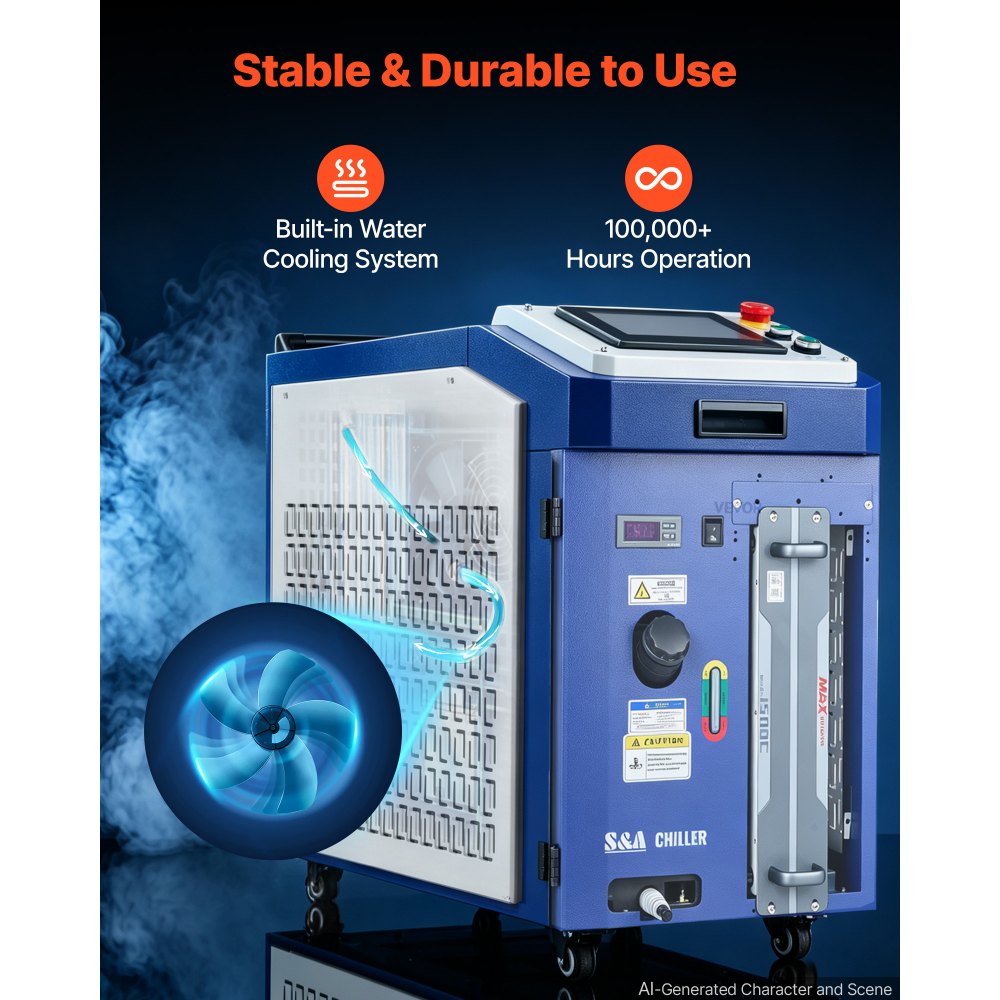 VEVOR 2000W 4-in-1 Laser Welder, Cutter, Rust Remover & Weld Cleaner, Multi-Functional Laser Welding Cutting Machine with Complete Accessories & Water Cooling for Workshops, 198–242V Single-Phase