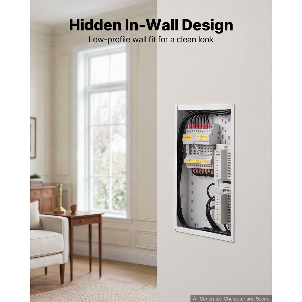 VEVOR Structured Media Enclosure 20-Inch In-Wall Box with Screw-On Cover, Cable Management Network Box, Cold-Rolled Steel, Recessed Electrical Wiring Cabinet, with Knockouts, Flush or Surface Mount