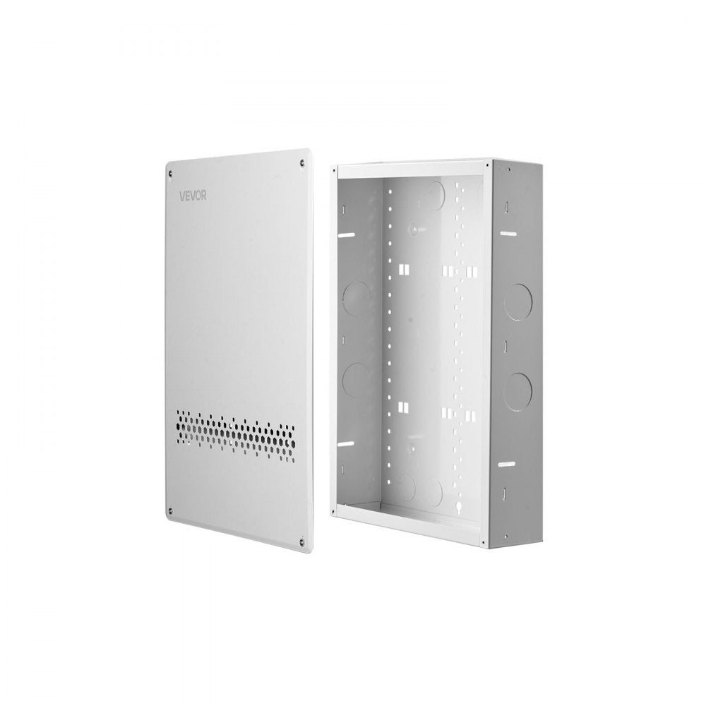 VEVOR Structured Media Enclosure 20-Inch In-Wall Box with Screw-On Cover, Cable Management Network Box, Cold-Rolled Steel, Recessed Electrical Wiring Cabinet, with Knockouts, Flush or Surface Mount