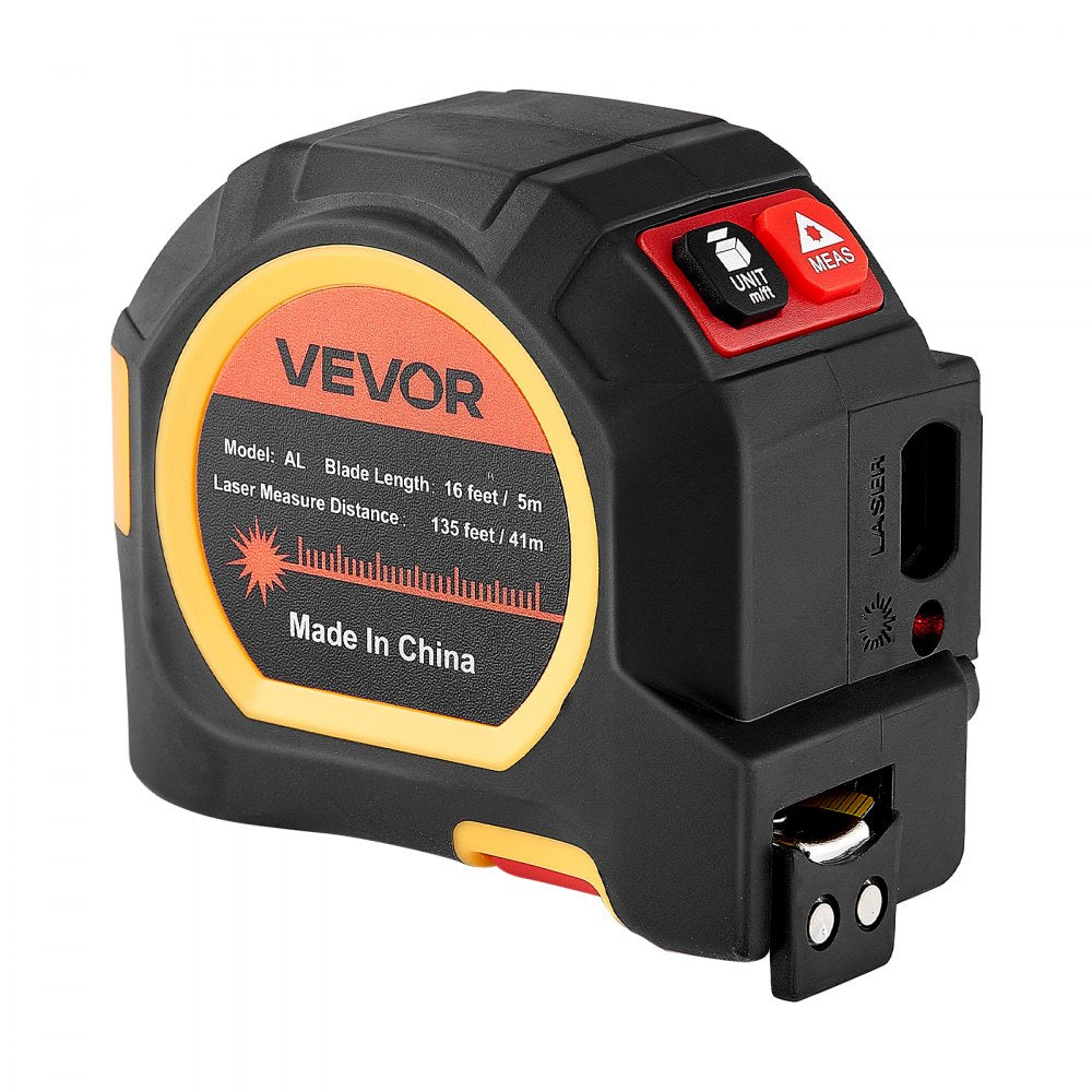 VEVOR 2-in-1 Laser Tape Measure, 135Ft Rechargeable Laser Measurement Tool & 16Ft Measuring Tape with Magnetic, 4 Modes-Length, Area, Volume, Continuous,ft/in/m/ft+in Unit,for Outdoor,Decoration