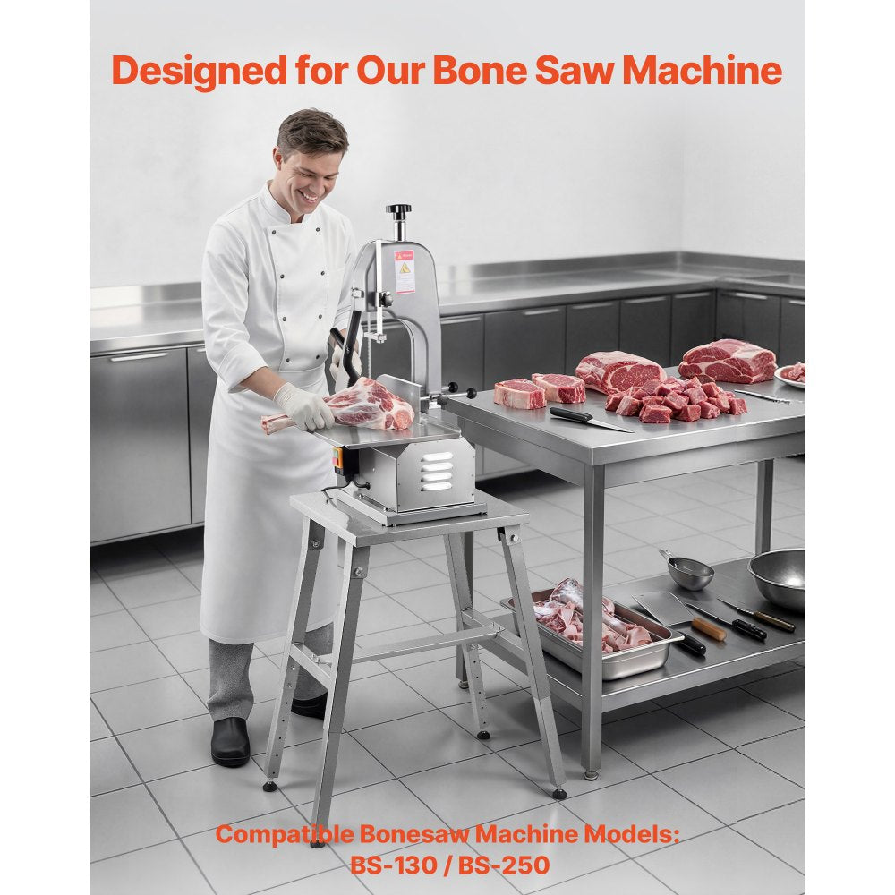 VEVOR Electric Meat Bandsaw Stand, Floor Stand with Adjustable Height, Stable H-Shaped Frame, Anti-Slip Foot Pads, for Our Bone Saw Machine, Compatible with Models BS-130 & BS-250