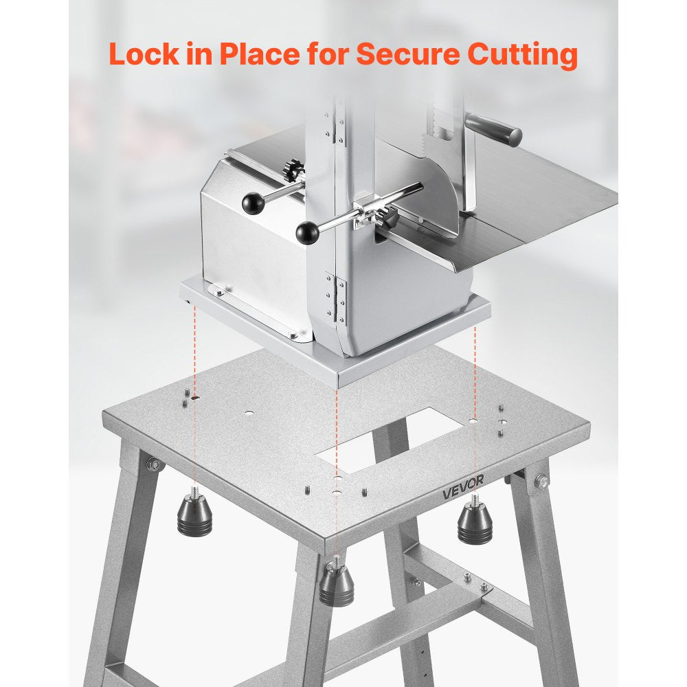 VEVOR Electric Meat Bandsaw Stand, Floor Stand with Adjustable Height, Stable H-Shaped Frame, Anti-Slip Foot Pads, for Our Bone Saw Machine, Compatible with Models BS-130 & BS-250
