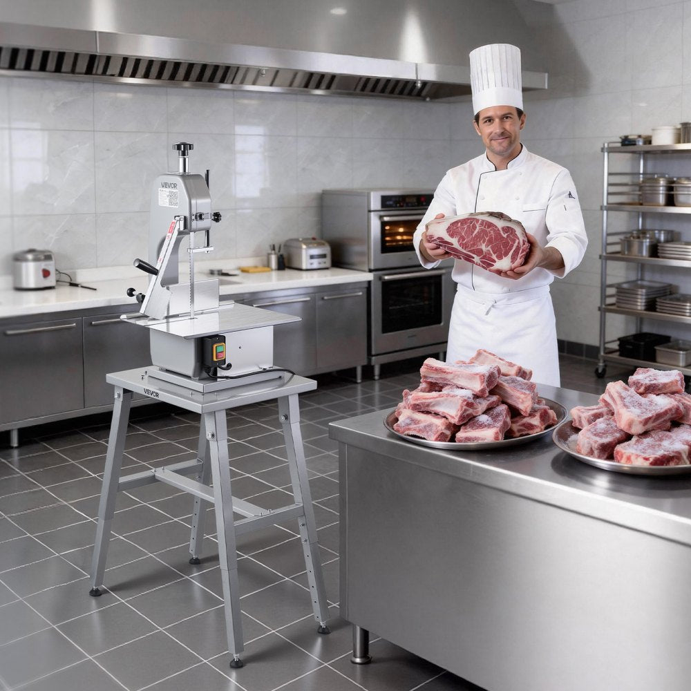 VEVOR Electric Meat Bandsaw Stand, Floor Stand with Adjustable Height, Stable H-Shaped Frame, Anti-Slip Foot Pads, for Our Bone Saw Machine, Compatible with Models BS-130 & BS-250