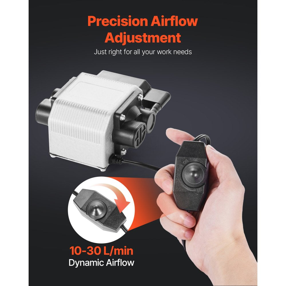 VEVOR Air Assist, Adjustable 30 L/min Airflow, Air Assist Pump Kit for Laser Cutter and Engraver, Clear Smoke and Dust, Reduce Surface Temperature, Shield Laser Lens, for Laser Engraving Wood Metal