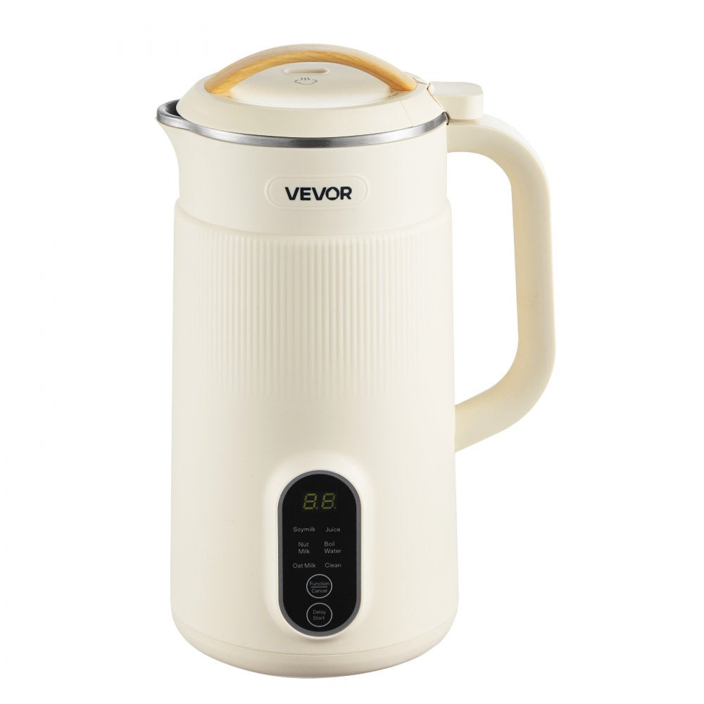 VEVOR 6-in-1 Nut Milk Maker, 20 oz Soy Milk Maker Machine with 6 Blades, for Homemade Oat, Nut, Soy, Juice, Plant-Based and Non Dairy Beverages with High-Temp Self-Cleaning, Boil Water, 12-Hour Delay