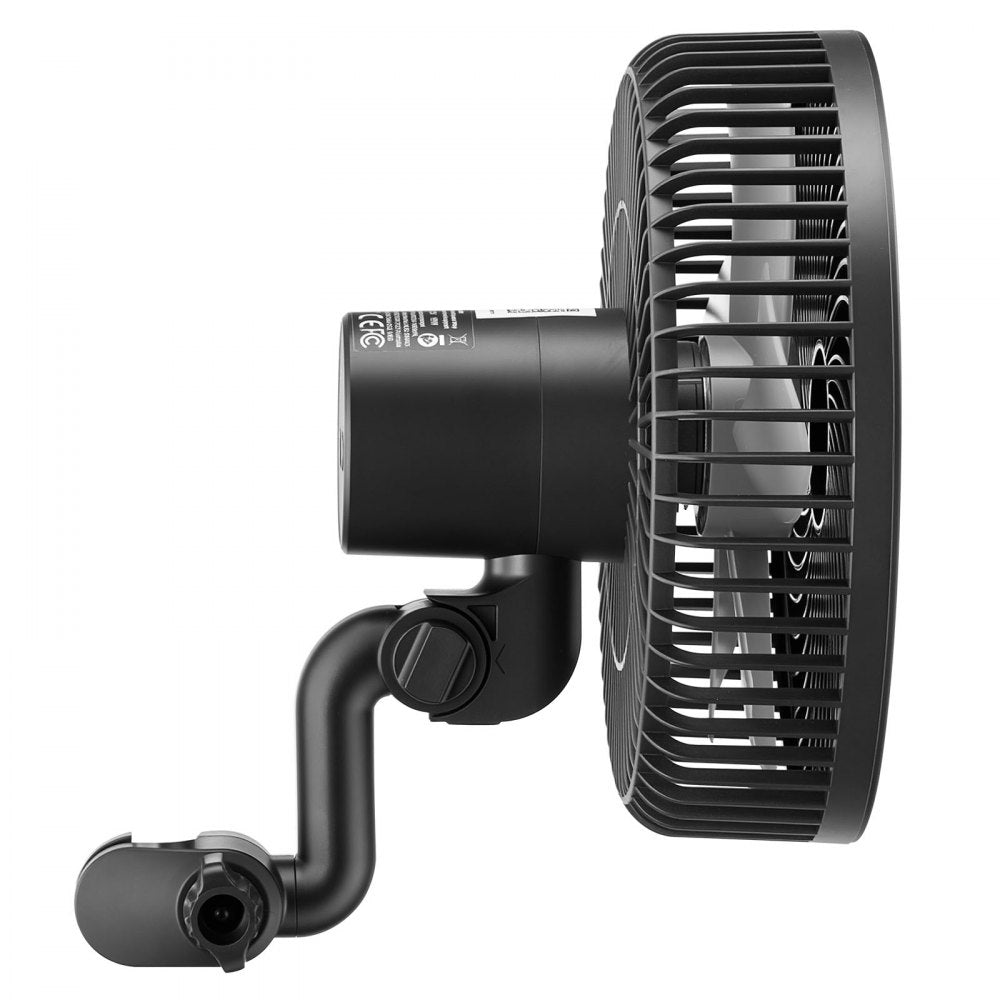 VEVOR Plant Fan, Grow Tent Clip On Fan Rechargeable, USB Port with 9 Speeds & Circulation Mode, Smart Control, Powerful Oscillating, Long Runtime for Hydroponics Circulation Cooling, Black, 2 Pack