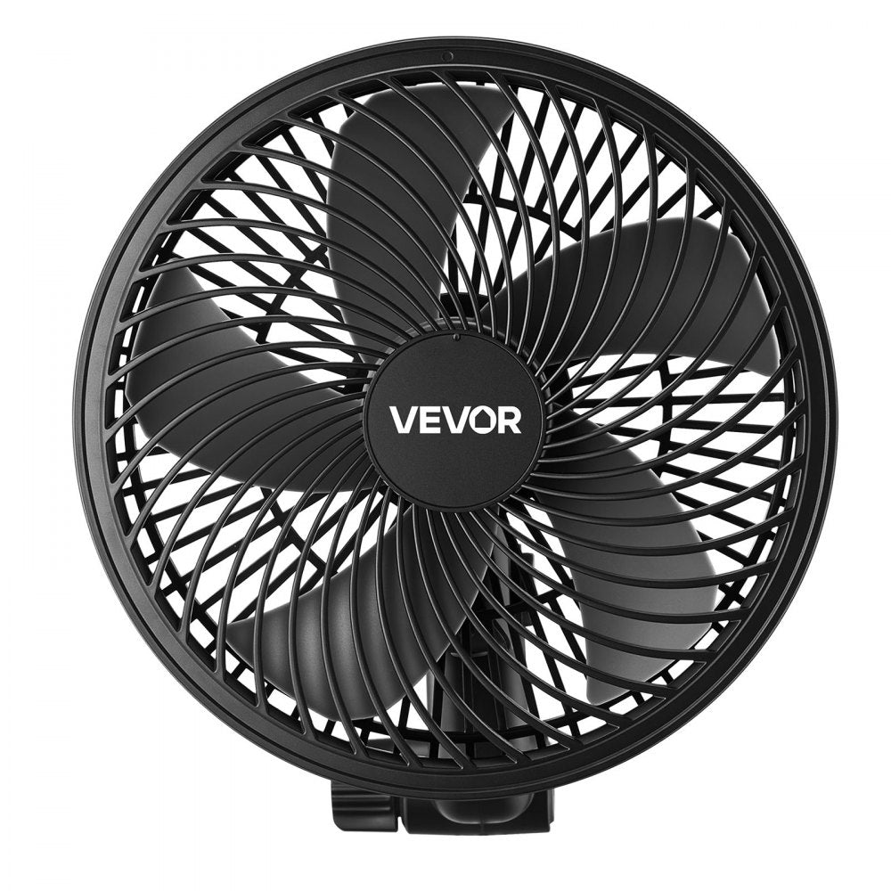 VEVOR Plant Fan, Grow Tent Clip On Fan Rechargeable, USB Port with 9 Speeds & Circulation Mode, Smart Control, Powerful Oscillating, Long Runtime for Hydroponics Circulation Cooling, Black, 2 Pack
