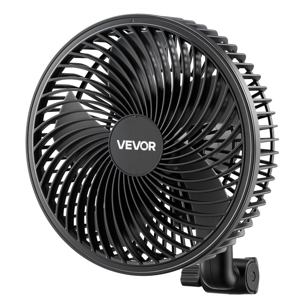 VEVOR Plant Fan, Grow Tent Clip On Fan Rechargeable, USB Port with 9 Speeds & Circulation Mode, Smart Control, Powerful Oscillating, Long Runtime for Hydroponics Circulation Cooling, Black, 1 Pack