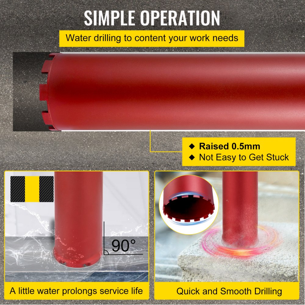 VEVOR Diamond Core Drill, 8\"/203mm Diameter Core Drill Bit, 14\"/355mm Concrete Core Drill Bit, 5/8\"-11 Thread Core Bit, Dry/Wet Drill Core Bits with a Blade, Diamond Wet Coring Bit For Concrete Bri