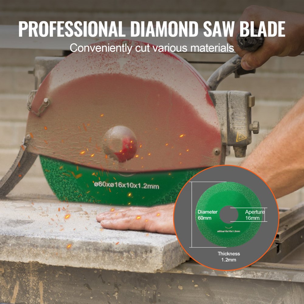 VEVOR Core Drill Bit, 2" Wet Diamond Core Drill Bits, 14" Drilling Depth Concrete Core Drill Bit with Saw Blade, 1-1/4"-7 Inner Thread, Laser Welding, Diamond Wet Coring Bit for Concrete Brick