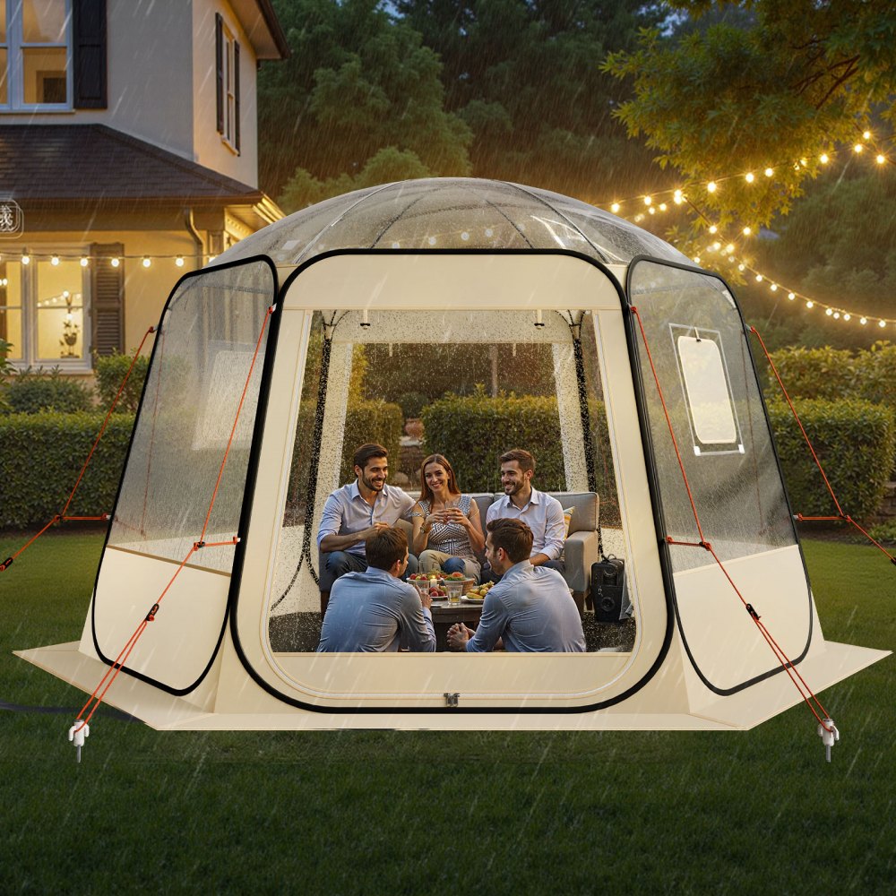VEVOR Pop up Bubble Tent, 11 x 10.2 ft Waterproof & UV-Resistant, Clear Camping Tent Shelter, Outdoor Garden Dome Igloo Tents with Windows, 540° Panoramic View, for 8-10 Persons Patio Backyard
