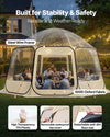 VEVOR Pop up Bubble Tent - stability and materials graphic