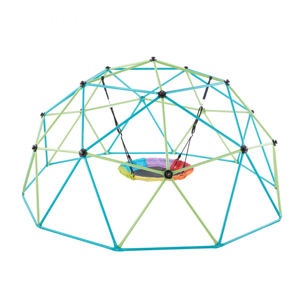 VEVOR Climbing Dome, 10FT Geometric Dome Climber with Saucer Swing, 1000LBS Loading Kid's Jungle Gym Playground, Easy-Assembly Outdoor Backyard Climbing Equipment for Boys Girls 3 to 10 Years Old