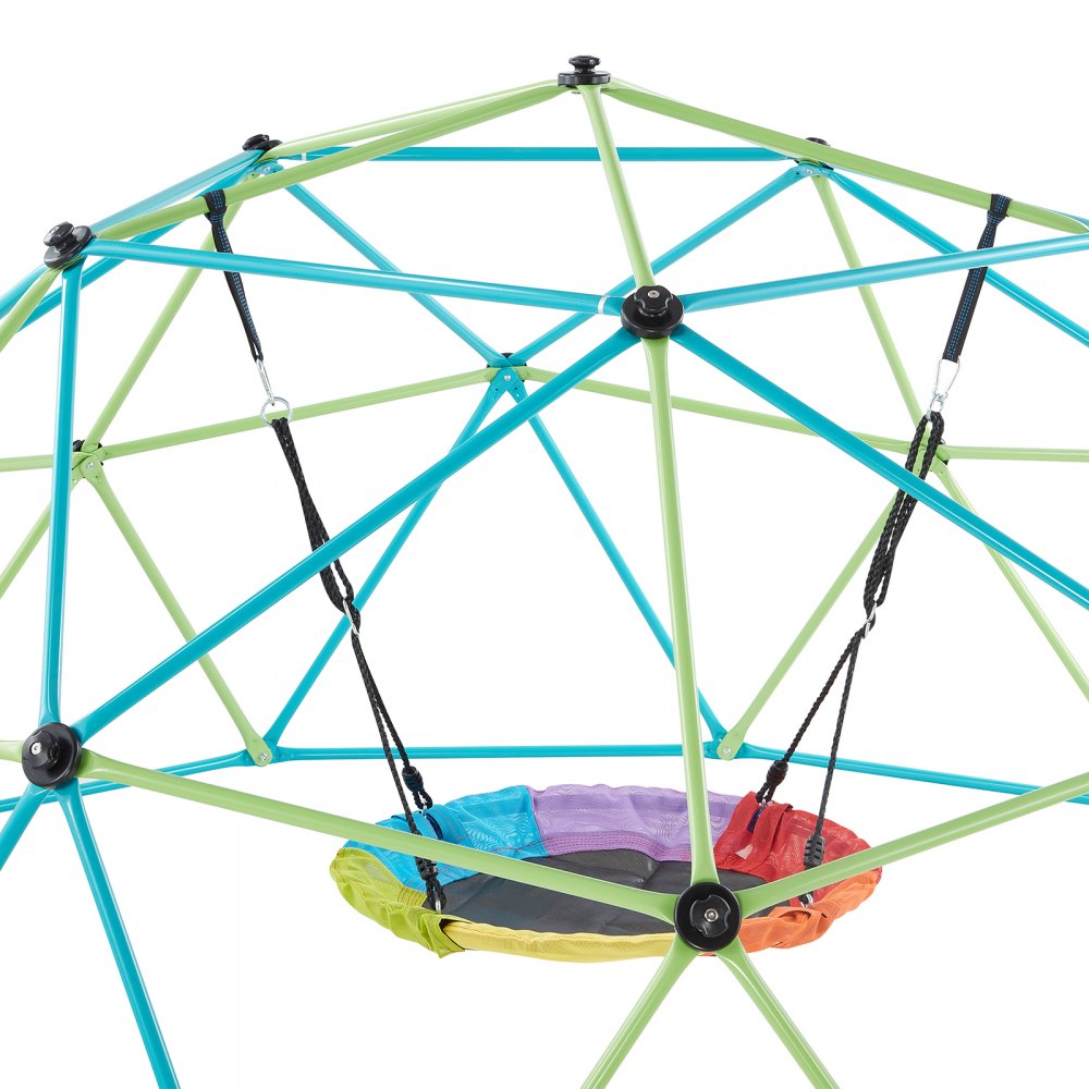 VEVOR Climbing Dome, 10FT Geometric Dome Climber with Saucer Swing, 1000LBS Loading Kid's Jungle Gym Playground, Easy-Assembly Outdoor Backyard Climbing Equipment for Boys Girls 3 to 10 Years Old