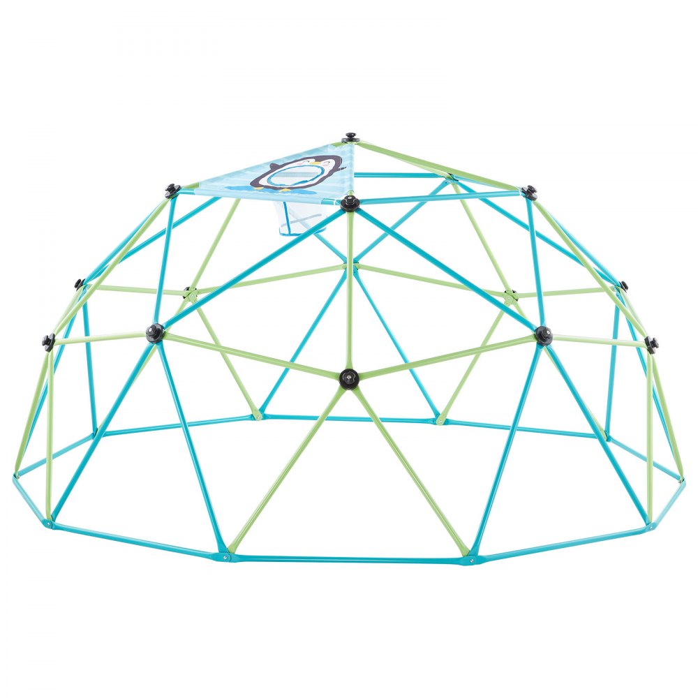 VEVOR Climbing Dome, 10FT Geometric Dome Climber for Kids, 1000LBS Loading Jungle Gym Playground with Octopus Net & 2 Basketballs, Easy-Assembly Outdoor Backyard Climbing Toys - Gift for Boys Girls