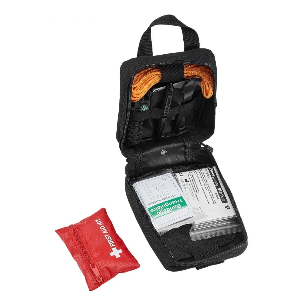 VEVOR Survival First Aid Kit, 250 Pieces, 600D Nylon Trauma First Aid Bag, Survival Gear and Equipment, Emergency Kits, for Men Women Camping, Boat, Earthquake, Hiking, Hunting, and Outdoor Adventure