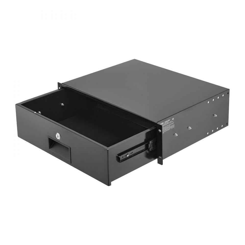 VEVOR 3U Rack Mount Drawer, 50 lbs Max Load-Bearing, Lockable Server Cabinet Case, Sliding Drawer with Lock and Cable Management Holes, for 19 in Network Equipment Server AV Rack or Cabinet Enclosure