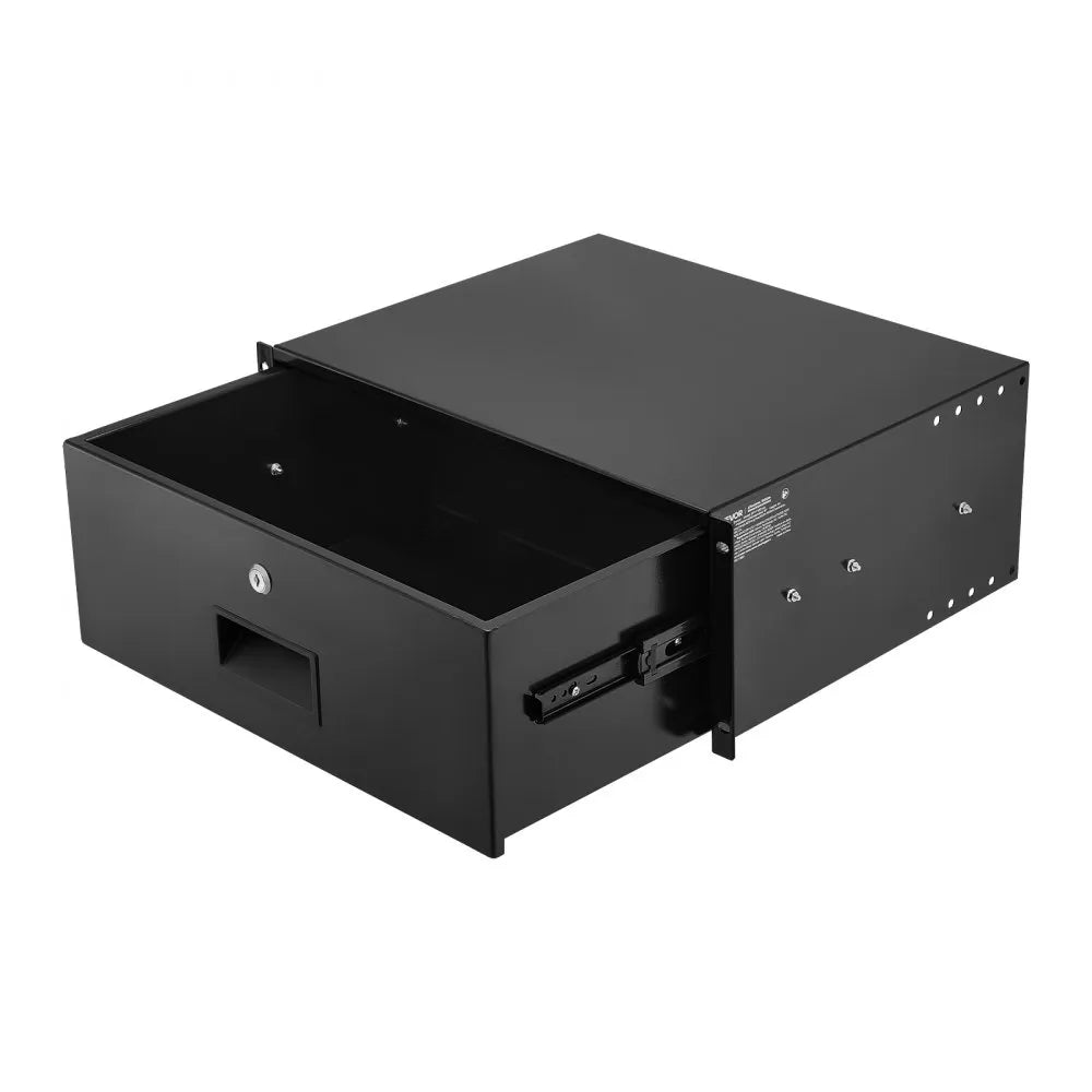 VEVOR 4U Rack Mount Drawer, 50 lbs Max Load-Bearing, Lockable Server Cabinet Case, Sliding Drawer with Lock and Cable Management Holes, for 19 in Network Equipment Server AV Rack or Cabinet Enclosure