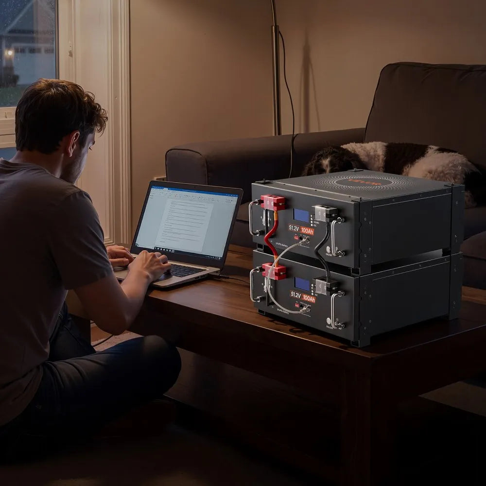VEVOR Home Power Station Backup Power, 5120Wh, LiFePO4 Lithium Battery, Support Communication, Bluetooth and WiFi, AC 5000W Inverter, Fast Charge, for Home Backup, Emergency, Solar System Components