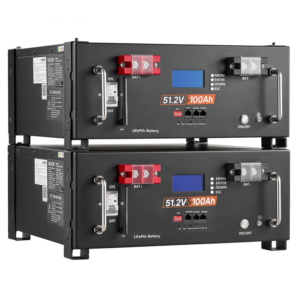 VEVOR Home Power Station Backup Power, 5120Wh, LiFePO4 Lithium Battery, Support Communication, Bluetooth and WiFi, AC 5000W Inverter, Fast Charge, for Home Backup, Emergency, Solar System Components