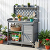 VEVOR Potting Bench Table, Outdoor Gardening Wooden Workstation with Storage Cabinet, Storage Shelves, 43 x 18 in Wood Tabletop, Garden Planting Work Station for Patio, Backyard, Balcony, Gray