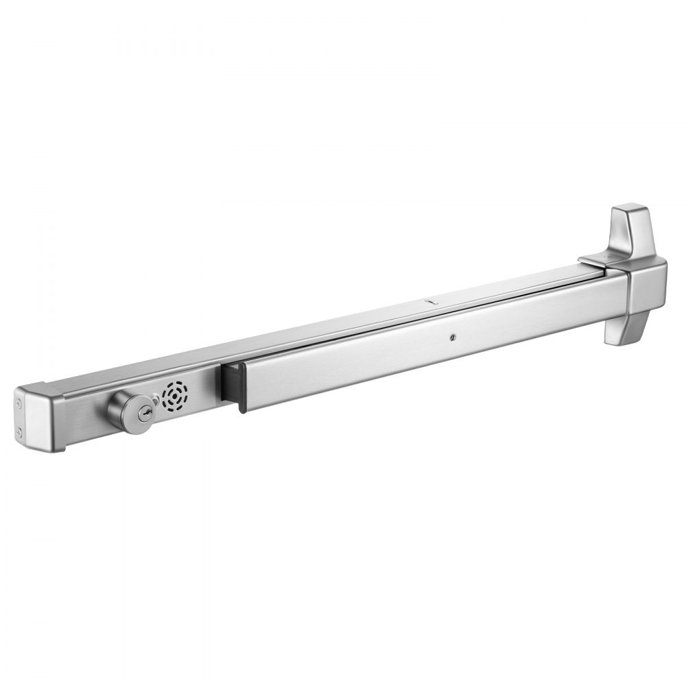 VEVOR Push Bar Panic Exit Device, 31" Stainless Steel Commercial Panic Bar for Exit Doors, Emergency Exit Door Hardware with Auto Alarm System and Sticker, for 31"-46" Wood or Metal Door, Silver