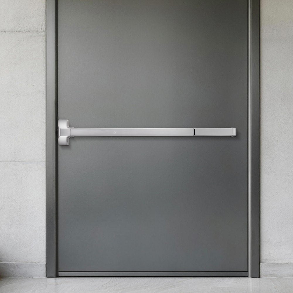 VEVOR Push Bar Panic Exit Device, 41" Stainless Steel Commercial Panic Bar for Exit Doors, Emergency Exit Door Hardware with Exterior Lever Handle and 6 Keys, for 41"-61" Wood or Metal Door, Silver