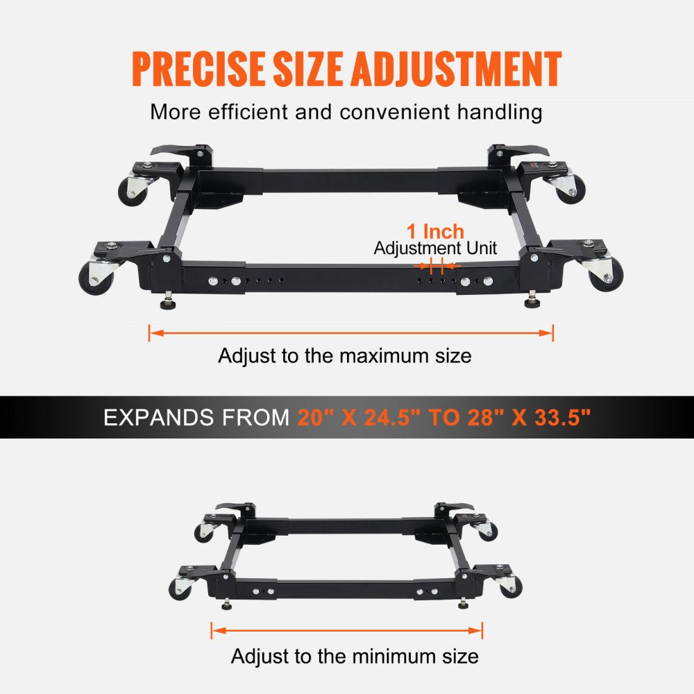 VEVOR Mobile Base, 1500 lbs Capacity, Adjustable from 20" x 24.5" to 28" x 33.5", Heavy Duty Universal Mobile Base Stand with 4 Swivel Wheels, for Woodworking Equipment, Bandsaw, Power Tool, Machine