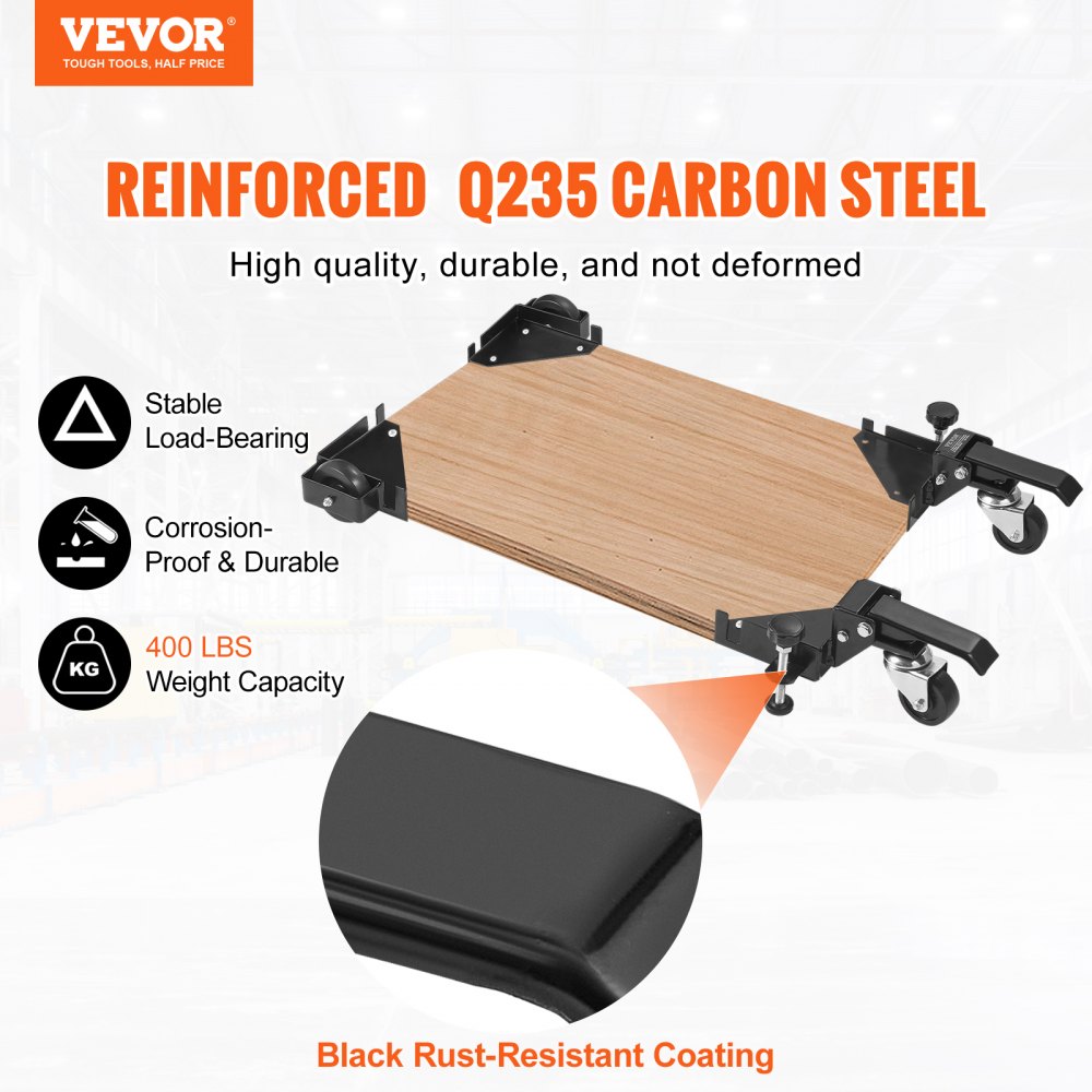 VEVOR Mobile Base, 400 lbs Weight Capacity, Adjustable from 9.5" x 9.5" to Infinity, Heavy Duty Universal Mobile Base Stand with Swivel Wheels for Woodworking Equipment, Bandsaw, Power Tools, Machines