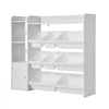 VEVOR Kids Toy Storage and Bookshelf, 4-Tier Toy Storage Organizer with 8 Flexible Plastic Bins, Kids Cubby Cabinet with Bookshelf for Study Room, Bedroom, Playroom, Classroom, Nursery, White