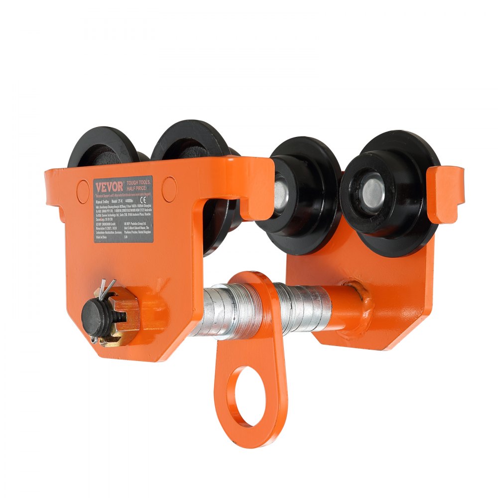 VEVOR Manual Trolley, 6600 lbs/3 Ton Load Capacity, Push Beam Trolley with Dual Wheels, Adjustable for I-Beam Flange Width 2.5" to 8", Heavy Duty Alloy Steel Garage Hoist for Straight Curved I Beam