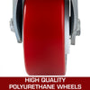 VEVOR 4 Pack 6 x 2 Inch Caster Wheels 2 Rigid and 2 Swivel Casters with Side Brake Polyurethane Iron Core Plate 1000LBS Capacity Per Wheel