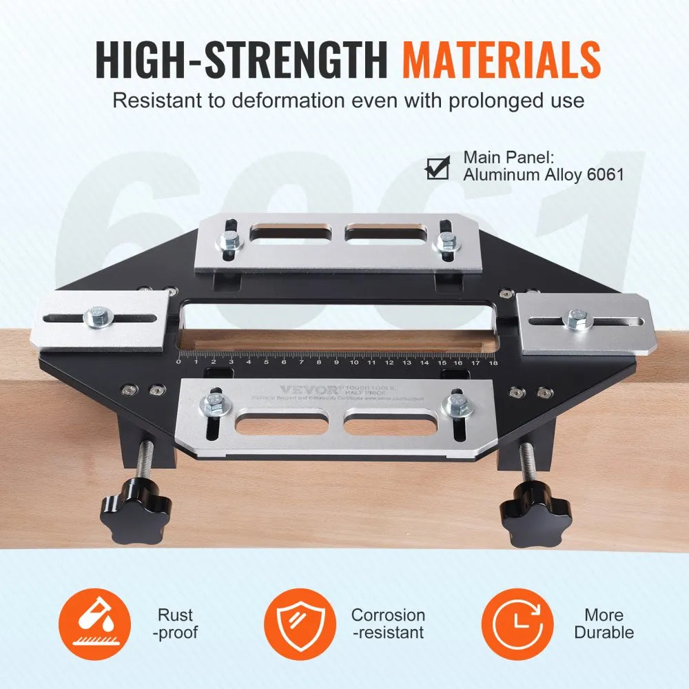 VEVOR Door Hinge Jig, Aluminum Alloy Woodworking Hole Opener, Slotting Locator, Flexible Wooden Door Hinge Hole Guide, Hinge Template Jig for Door Hinge Groove and Door Lock Installation