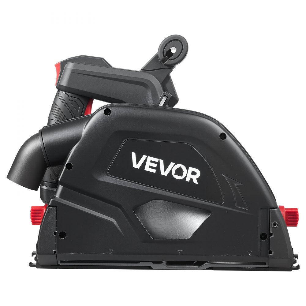 VEVOR Track Saw, 6-1/2-Inch, Plunge-Cut Circular Saw Kit, Tracksaw with 48-Tooth Carbide-Tipped Blade, 0-45° Angle Adjustment, 2.16 in Cutting Depth, for Wood, Plastic, Guide Rail Not Included, Black