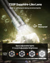 720P sapphire-like lens with IP68 waterproof rating and adjustable lights