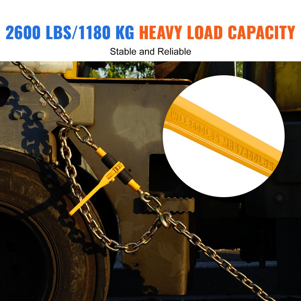 VEVOR Ratchet Chain Binders, 1/4"-5/16", 2600 lbs Safe Working Load, 4 Pack Load Binder with 2 Grab Hooks, Tie Downs for Transport Chain, Heavy Duty Tow Chain Ratchet Binders for Flatbed Truck Trailer