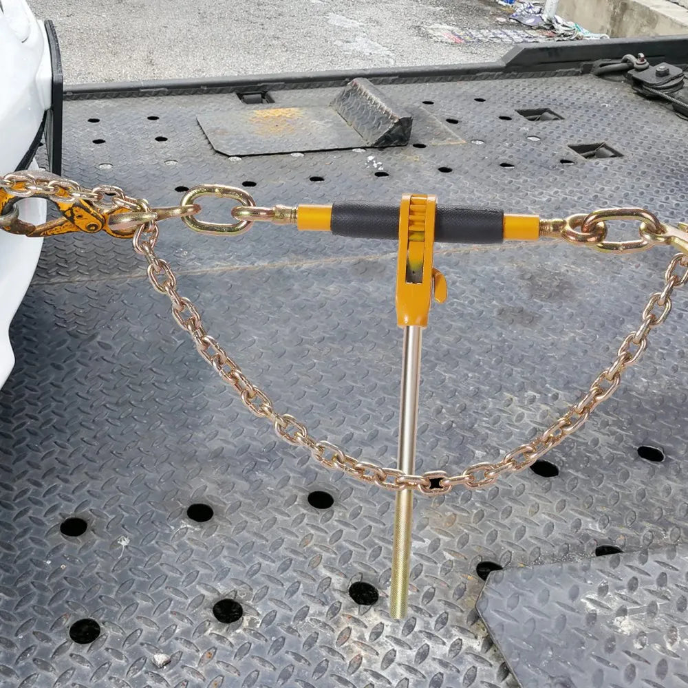 VEVOR Ratchet Chain Binder, 3/8"-1/2" Heavy Duty Load Binders, with G80 Hooks 12000 lbs Secure Load Limit, Labor-saving Anti-skid Handle, Tie Down Hauling Chain Binders for Flatbed Truck Trailer, 4 Pc
