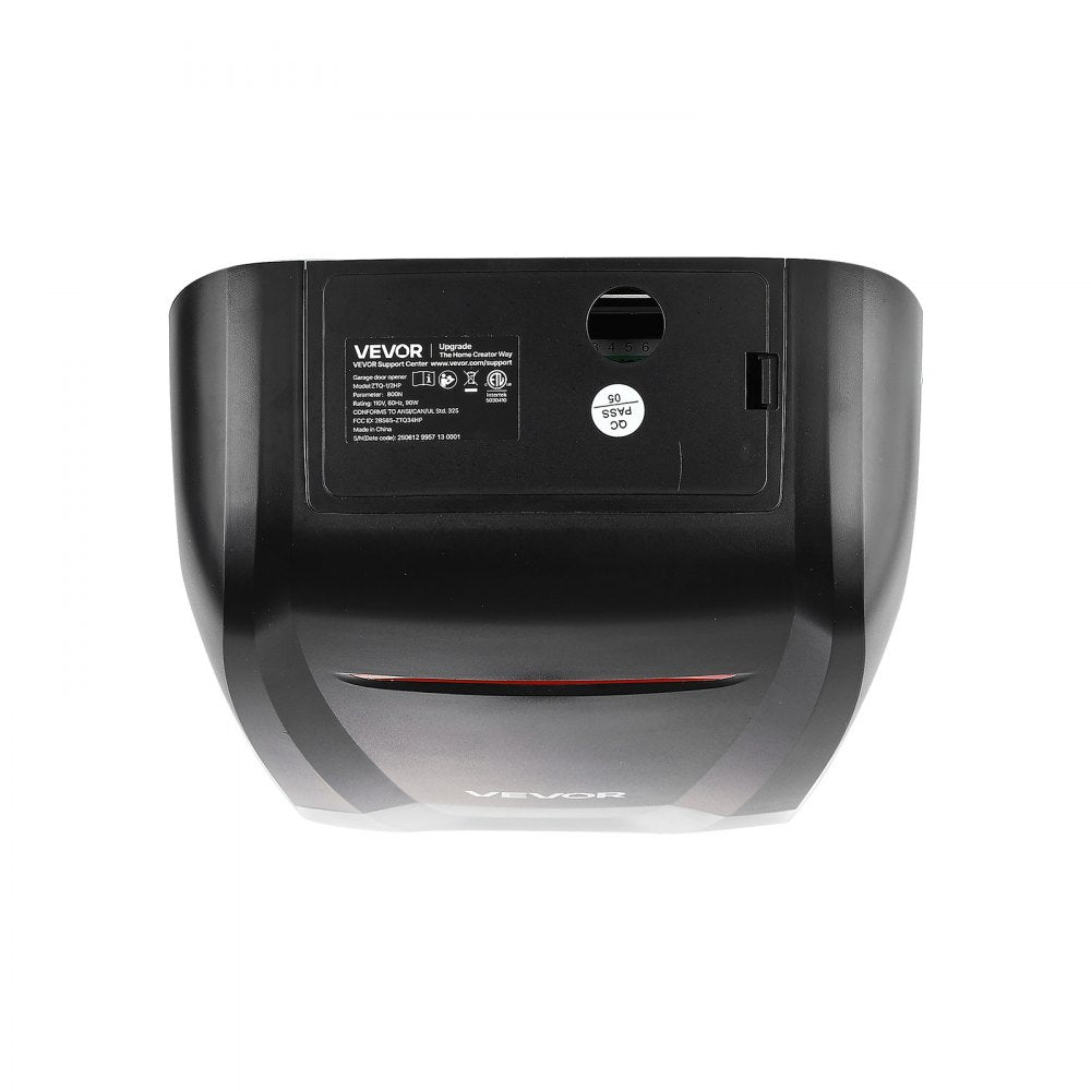 VEVOR Garage Door Opener 1/2 HP Heavy Duty Chain Drive WiFi Smart Opener, for Residential Garage, Includes Durable Rail, 3 Remotes, Smartphone App Control, Obstacle Sensor & LED Light, Black & White