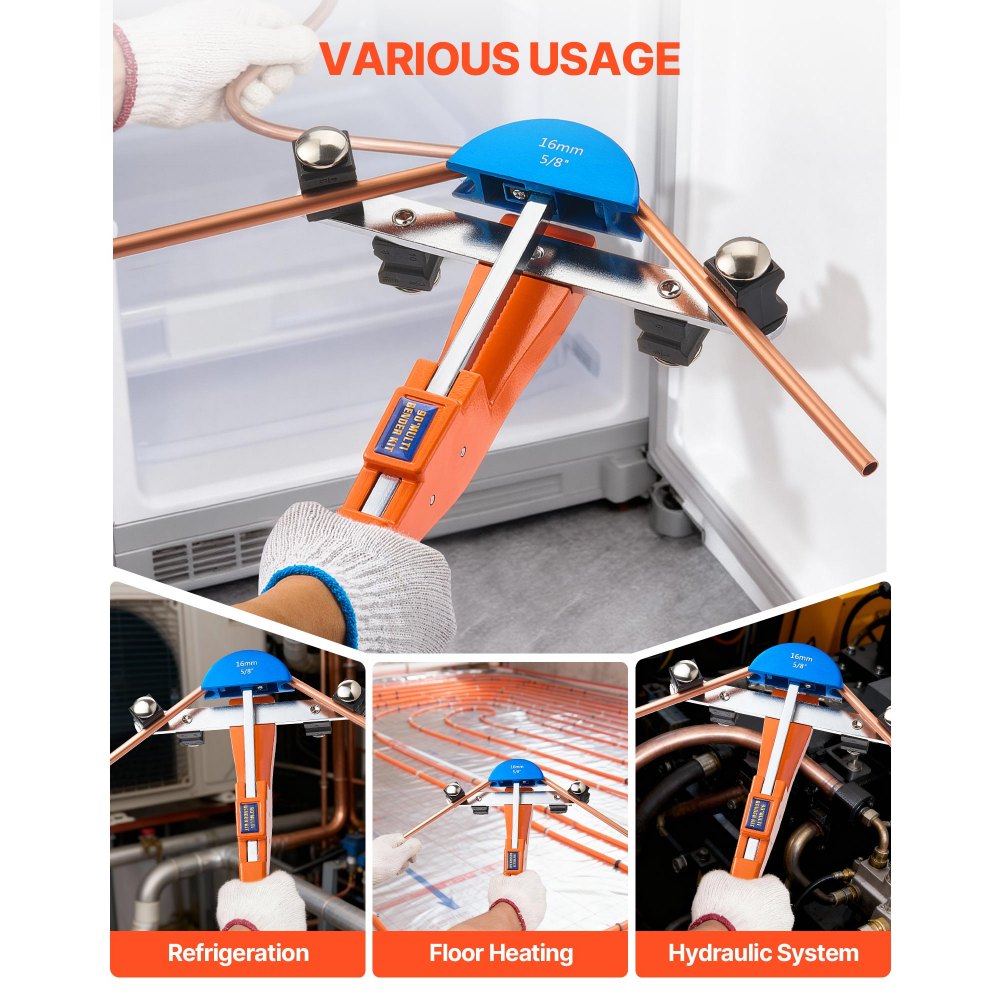 VEVOR Tubing Bender Kit, 1/4 to 7/8 Inch, Compact Ratcheting Tube Pipe Bender, Forward/Reverse Hand Bending Tool, with 7 Color Aluminium Alloy Dies, for Copper HVAC Air Conditioning Refrigeration