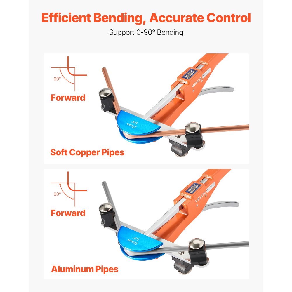 VEVOR Tubing Bender Kit, 1/4 to 7/8 Inch, Compact Ratcheting Tube Pipe Bender, Ratchet Hand Bending Tool, with 7 Color Aluminium Alloy Dies, HVAC Tools, for Copper HVAC Air Conditioning Refrigeration
