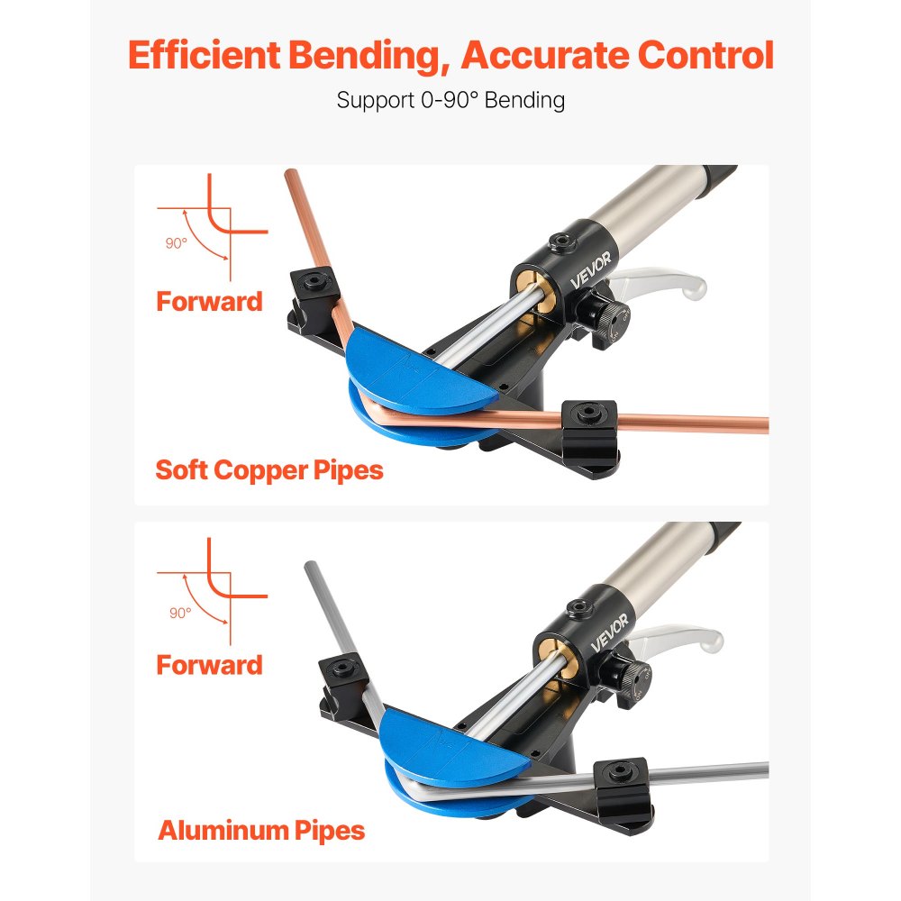 VEVOR Hydraulic Tubing Bender Kit, 1/4 to 7/8 Inch, Copper Tube Pipe Bender, HVAC Bending Tool Set, 90° Bend, with 7 Color Aluminium Alloy Dies, for HVAC Air Conditioning Refrigeration Auto Repair
