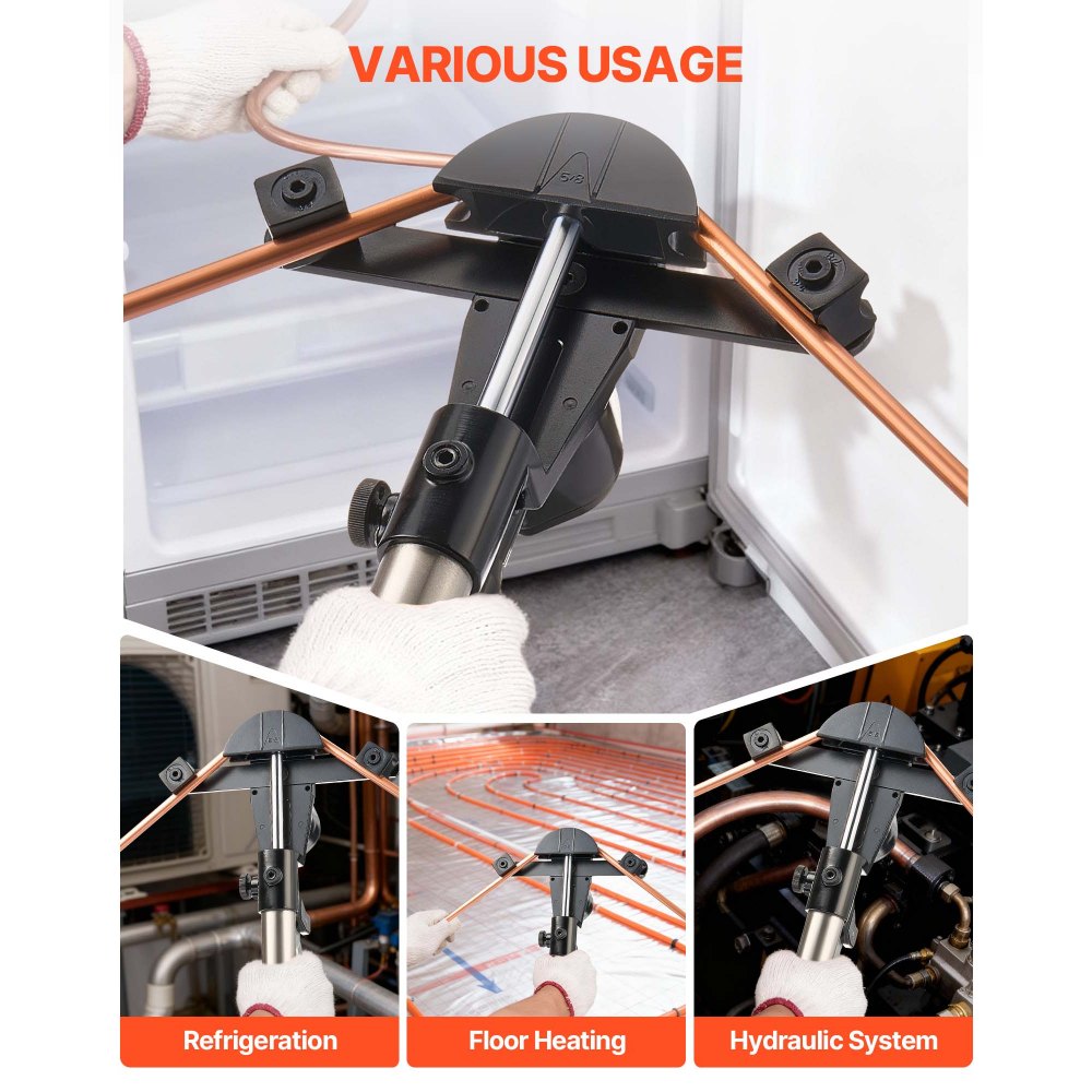 VEVOR Hydraulic Tubing Bender Kit, 1/4 to 7/8 Inch, Copper Tube Pipe Bender, HVAC Bending Tool Set, 90° Bend, with 7 Aluminium Alloy Dies, for HVAC Air Conditioning Refrigeration Automotive Repair