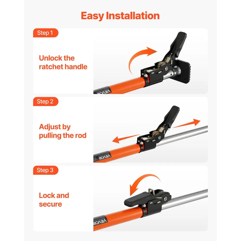 VEVOR Cargo Bar, Cargo Bar Adjustable from 40" to 73", Heavy-duty Steel Cargos Stabilizer with Non-Slip Foot Pads, Telescoping Load Lock Bars Stop Sliding for SUVs, Sedans