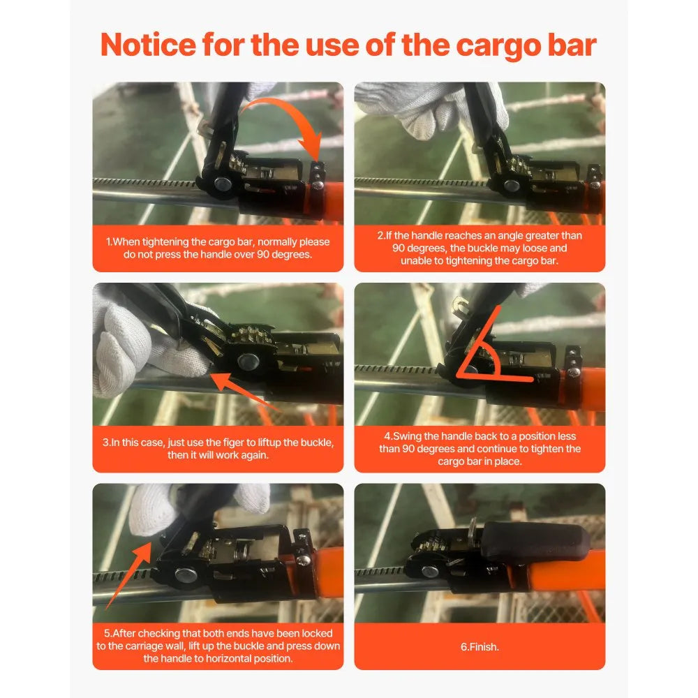 VEVOR Cargo Bar, Cargo Bar Adjustable from 40" to 73", Heavy-duty Steel Cargos Stabilizer with Non-Slip Foot Pads, Telescoping Load Lock Bars Stop Sliding for SUVs, Sedans