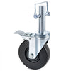 4 Pack 5" Heavy Duty Scaffolding Rubber Swivel Caster With Dual Locking 1" Solid Round Stem 280LBS Capacity Per Wheel