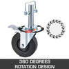 4 Pack 5" Heavy Duty Scaffolding Rubber Swivel Caster With Dual Locking 1" Solid Round Stem 280LBS Capacity Per Wheel